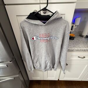 Champion Gray USA Logo Hoodie for Men